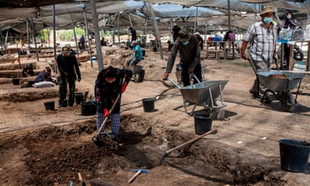 The dig site in central Israel where the coins were unearthed