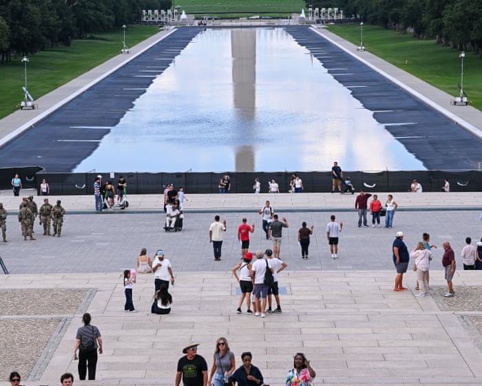 Trump admits reflecting pool makeover was rushed but renews vandalism claim — image supplied by The Guardian US's feed