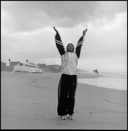 Sana Bekhet, photographed on Gaza Beach, Gaza Strip. 2004. Village of origin Kawkaba: Gaza.