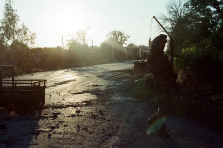 A sunset over the road to Kostyantynivka.