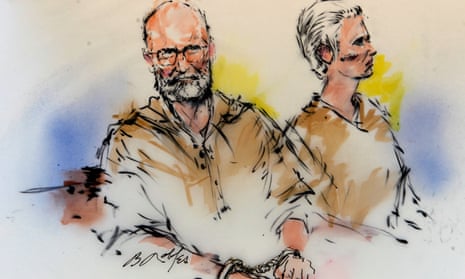 A court drawing of Whitey Bulger and his girlfriend, Catherine Greig.