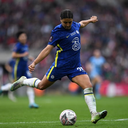 Sam Kerr scores her second, and Chelsea’s third goal.