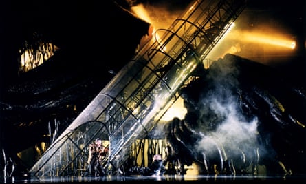 A performance of Richard Wagner’s Das Rheingold at the Berlin Staatsoper, 1996, directed by Harry Kupfer.