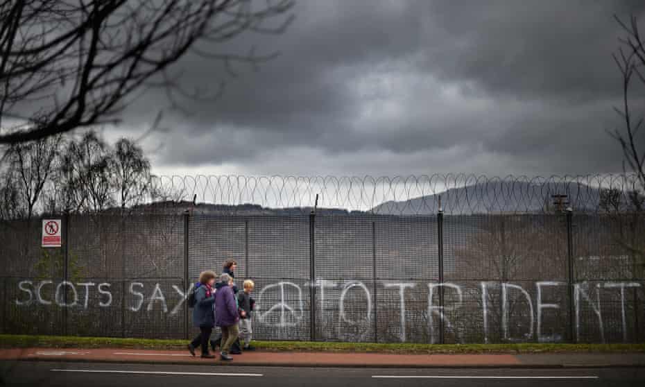 The perimeter of Faslane naval base in 2015. Anti-nuclear sentiment is growing in SNP-dominated Scotland.