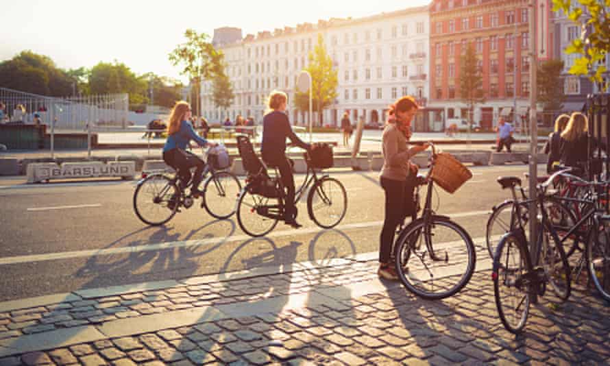 Cyclists on Israels Plads in Copenhagen, Denmark
