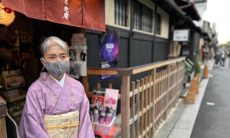Hiroko Inoue, outside her kimono shop in Kyoto