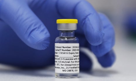 a vial of the Novavax Covid-19 vaccine