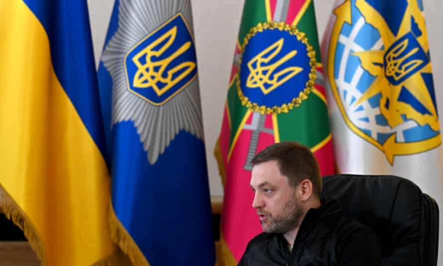 Russia-Ukraine war latest: fierce fighting in Sievierodonetsk; UK ‘deeply concerned’ by death sentences for Britons in Donetsk – live | World news 5 Ukraine’s Interior Minister Denys Monastyrsky talks with journalists during an interview for AFP in Kyiv on 9 June 2022.