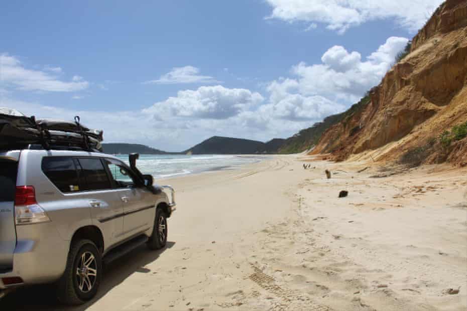 A 4WD on Rainbow Beach in Queensland.