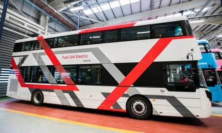 Northern Ireland’s first sustainable hydrogen fuel cell bus, the Wrightbus, unveiled in January.