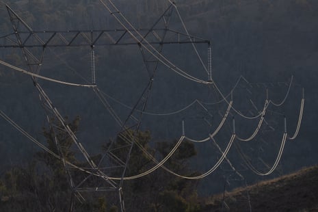 Power lines above Blowering Dam.