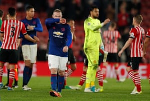 Manchester United’s Wayne Rooney looks disappointed with the result.