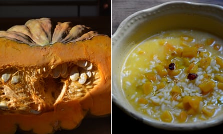 Rachel Roddy’s pumpkin and rice soup.