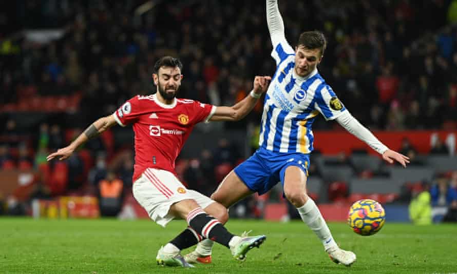 Bruno Fernandes scores Manchester United’s second against Brighton