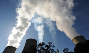 Steam billows from the cooling towers of the Yallourn coal-fired power station in Victoria