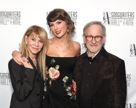 Swift with Kate Capshaw and Steven Spielberg at the Songwriters Hall of Fame induction ceremony, 11 June 2026.