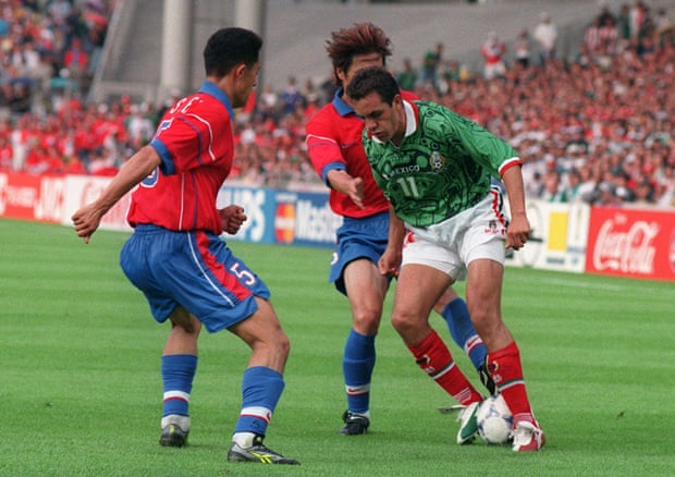 Cuauhtemoc Blanco in action against South Korea at the 1998 World Cup