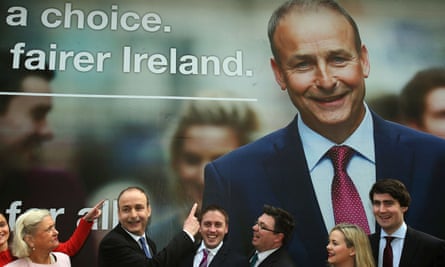 The Fianna Fáil leader, Micheál Martin, and candidates launch their billboard.