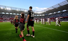 Players take to the field for the A-League Men round 13 match between Western Sydney Wanderers and Perth Glory at CommBank Stadium.