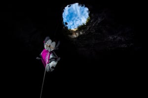 Honourable mention: Diego Caballero Val d’Ebo, Alicante, Spain  Photo taken while leaving the Avenc Ample chasm, a large room and a narrower outlet.