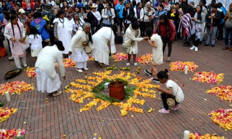 International Women’s Day in Bogotáepa07423712 Indigenous women participate in a ritual, during the commemoration ‘Women in Bogota We Weave Changes’ for the work of indigenous women, in the framework of International Women’s Day, in Bogota, Colombia, 08 March 2019. International Women’s Day celebrates worldwide the achievements of women in the social, economic, cultural and political spheres and also urges society to accelerate all elements to achieve gender equality. EPA/OSKAR BURGOS