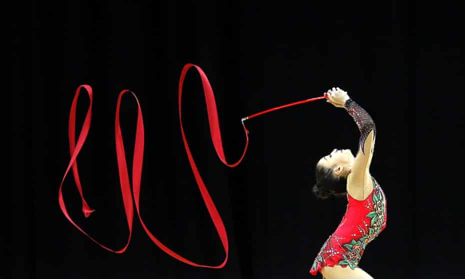 Jana Berezko-Marggrander of Germany performs on the ribbon during the London 2012 Olympics.