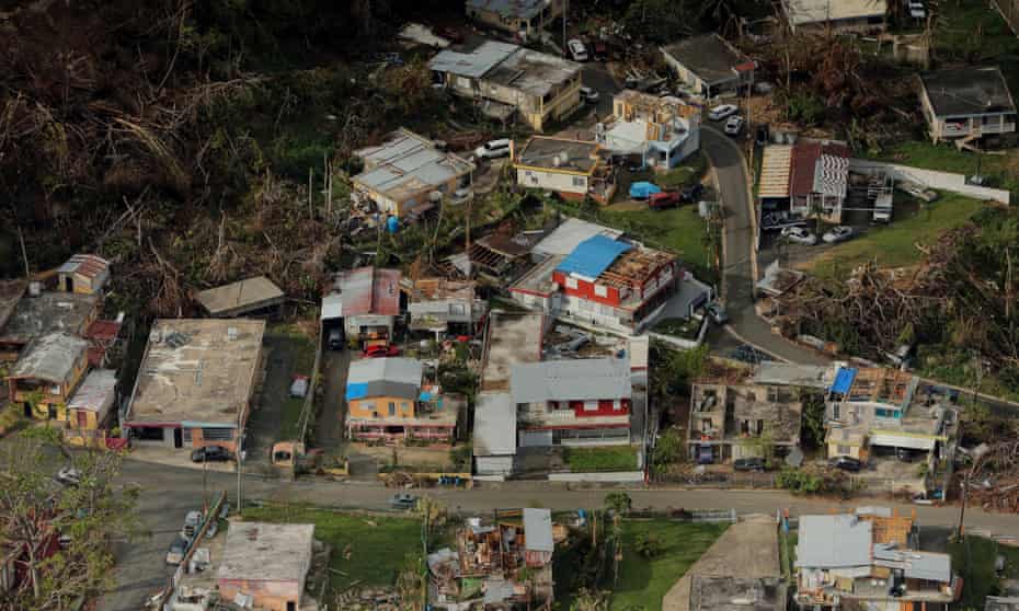 Buildings damaged by Hurricane Maria in Lares, Puerto Rico, in 2017. The hurricane killed thousands of people.