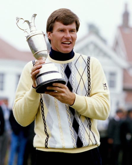 Golfer Nick Faldo in argyle, 1987.