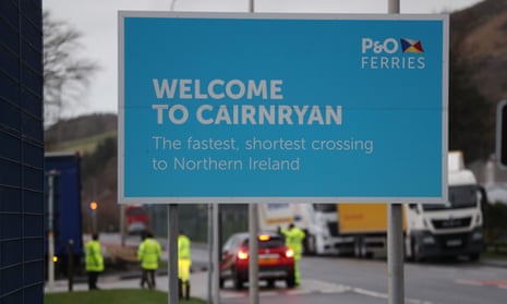 Ferry terminal sign at Cairnryan in Scotland