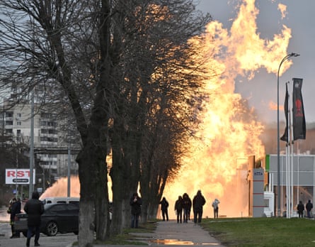 A Russian missile strikes Kyiv, January 2024