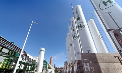 Green hydrogen plant built by energy company Iberdrola in Puertollano, Spain