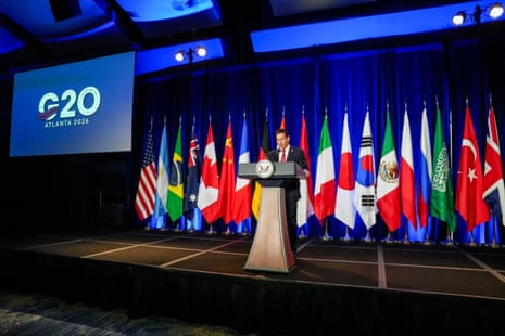 US secretary of state Marco Rubio speaks during the G20 foreign ministers meeting in Atlanta.