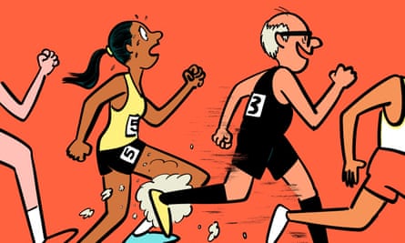 An illustration of older runners, showing life doesn’t have to slow down at 40.