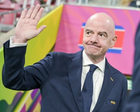 Gianni Infantino waves to the crowd during the Under-20 Women’s World Cup final