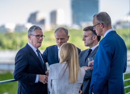 Keir Starmer with the leaders of Poland, Italy, France and Germany ahead of Berlin talks on the crisis in the Strait of Hormuz