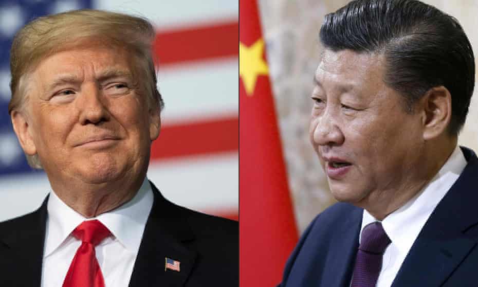 combination of pictures created on May 14, 2020 shows recent portraits of China’s President Xi Jinping (R) and US President Donald Trump