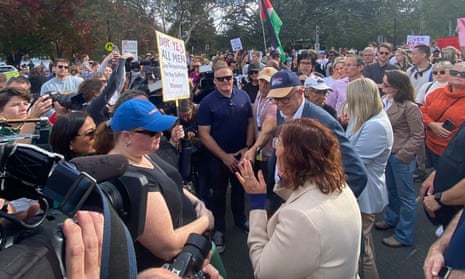The prime minister, Anthony Albanese,and the social services minister, Amanda Rishworth, at Canberra’s ‘No More’ rally against men’s violence.