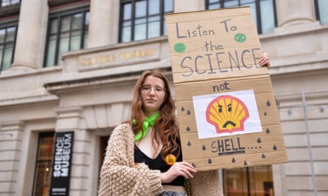 A protester during an Extinction Rebellion demonstration at the Science Museum this month.
