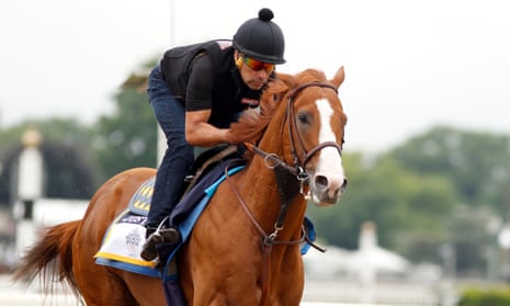 Justify on inside for Triple try at Belmont