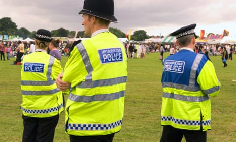 Metropolitan police officers on duty in a London park.  