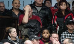 CANADA-US-AUTOMOBILE-GM<br>A union member reacts as union leaders speak at Local 222 in Oshawa, Ontario, on November 26, 2018. - In a massive restructuring, US auto giant General Motors announced Monday it will cut 15 percent of its workforce to save $6 billion and adapt to “changing market conditions.” The moves include shuttering seven plants worldwide as the company responds to changing customer preferences and focuses on popular trucks and SUVs and increasingly on electric models. GM will shutter three North American auto assembly plants next year: the Oshawa plant in Ontario, Canada; Hamtramck in Detroit, Michigan and Lordstown in Warren, Ohio. (Photo by Lars Hagberg / AFP)LARS HAGBERG/AFP/Getty Images