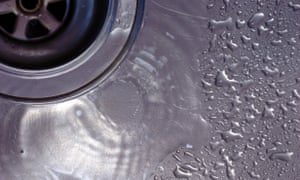 Water and drain in kitchen sink