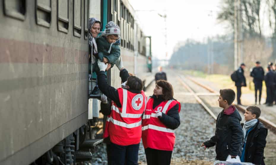 Refugees from Syria arrive by train in Croatia from the Serbian border.