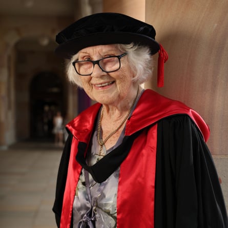 Bronwyn Herbert in cap and gown, gaining her PhD.