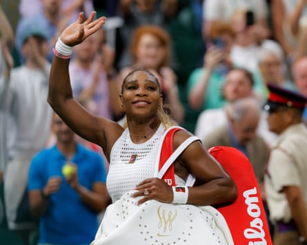 Serena Williams waves to the crowd after defeat to Maya Joint.