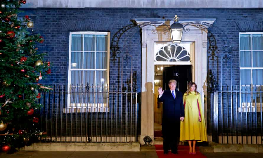 Donald and Melania Trump outside No 10.