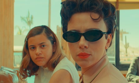 Grace Edwards and Scarlett Johansson in Asteroid City.