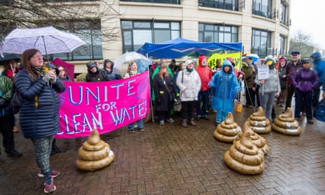 The Extinction Rebellion Dirty Water Campaign held a protest outside Clearwater Court, the HQ of Thames Water next to the River Thames in Reading. The protesters are calling on Thames Water to stop making sewage discharges into the River Thames. 