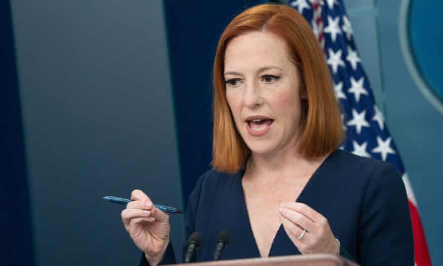 Press secretary Jen Psaki addresses reporters at the White House on Friday.
