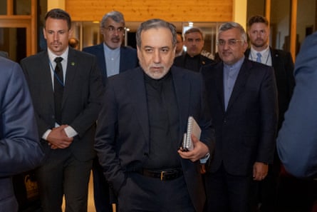 Abbas Araghchi, the Iranian foreign minister, arriving for talks in Bürgenstock on Sunday.